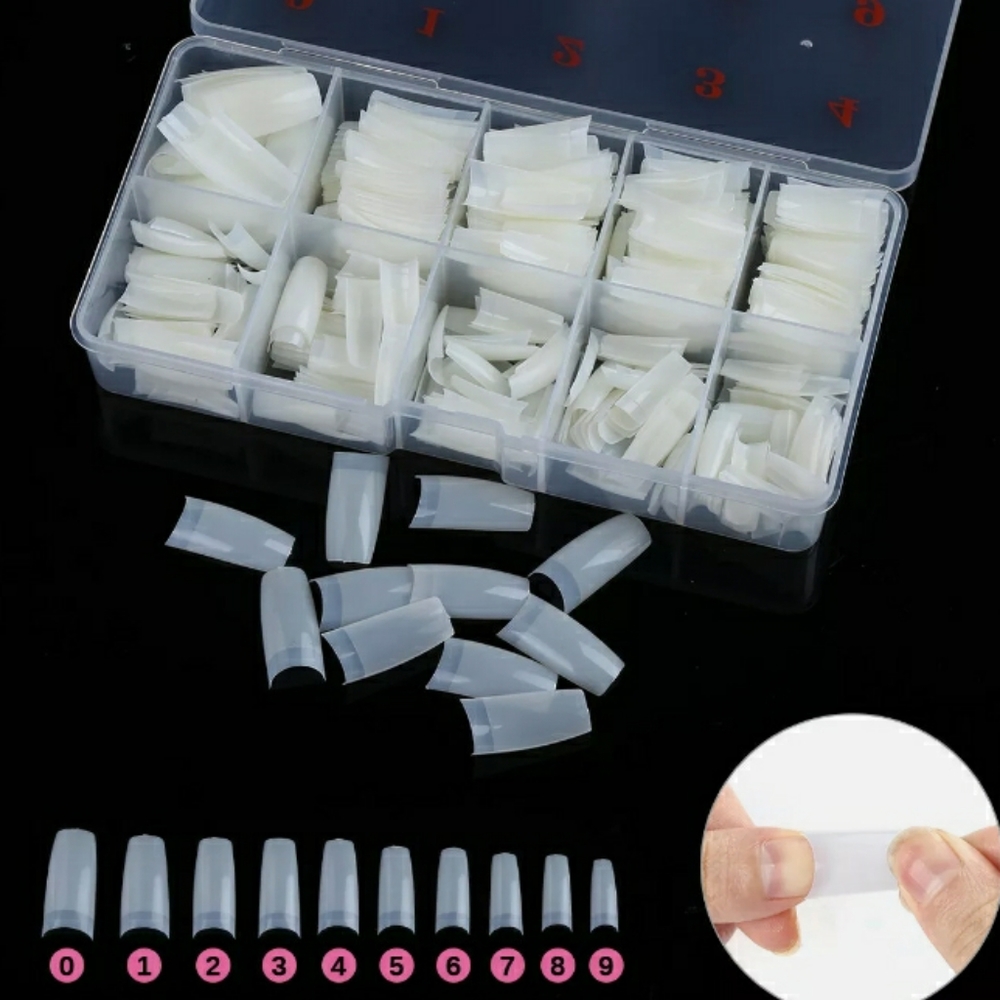 2 boxed Nail tips neutrals & clear 500pcs style x2  total 1k tips 0-9 size